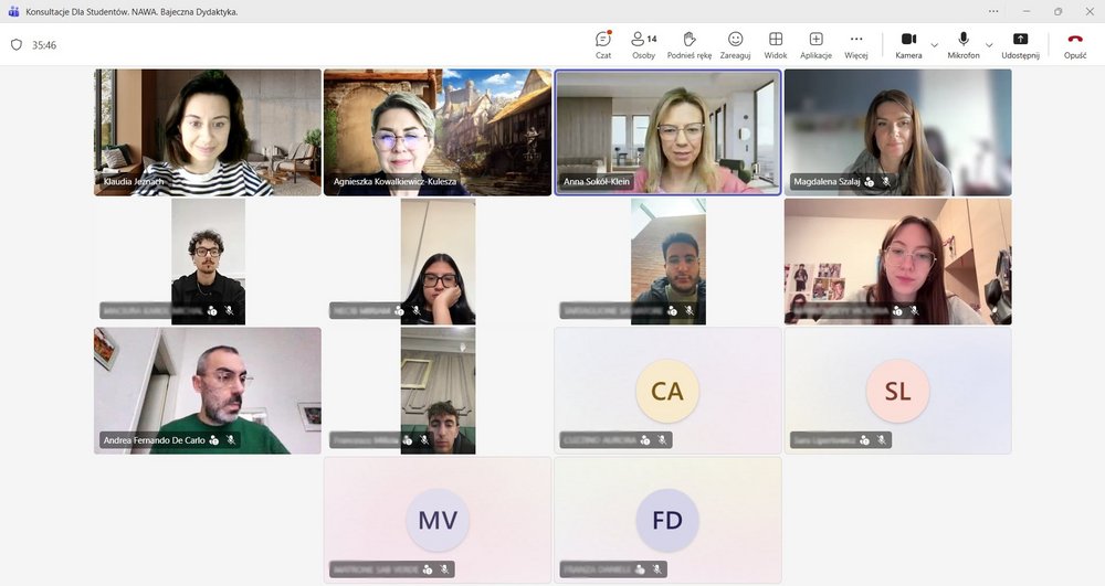 zrzut ekranu ze spotkania online